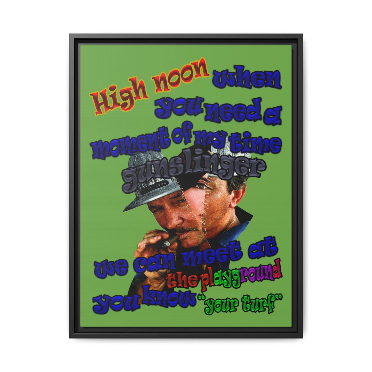 high noon - framed canvas art (green)