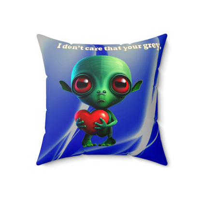 I don't care that your grey - Spun Polyester Square Pillow - (blue-white wave)