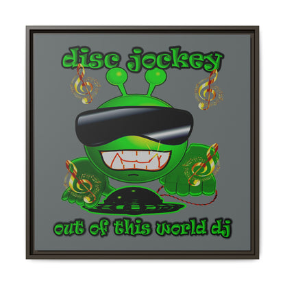 disc jockey - framed canvas art (dark grey)