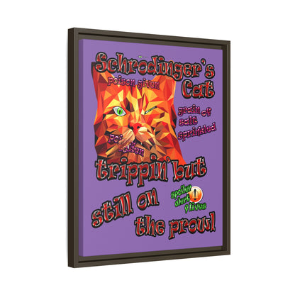 schrodinger's cat - framed canvas art (light purple)