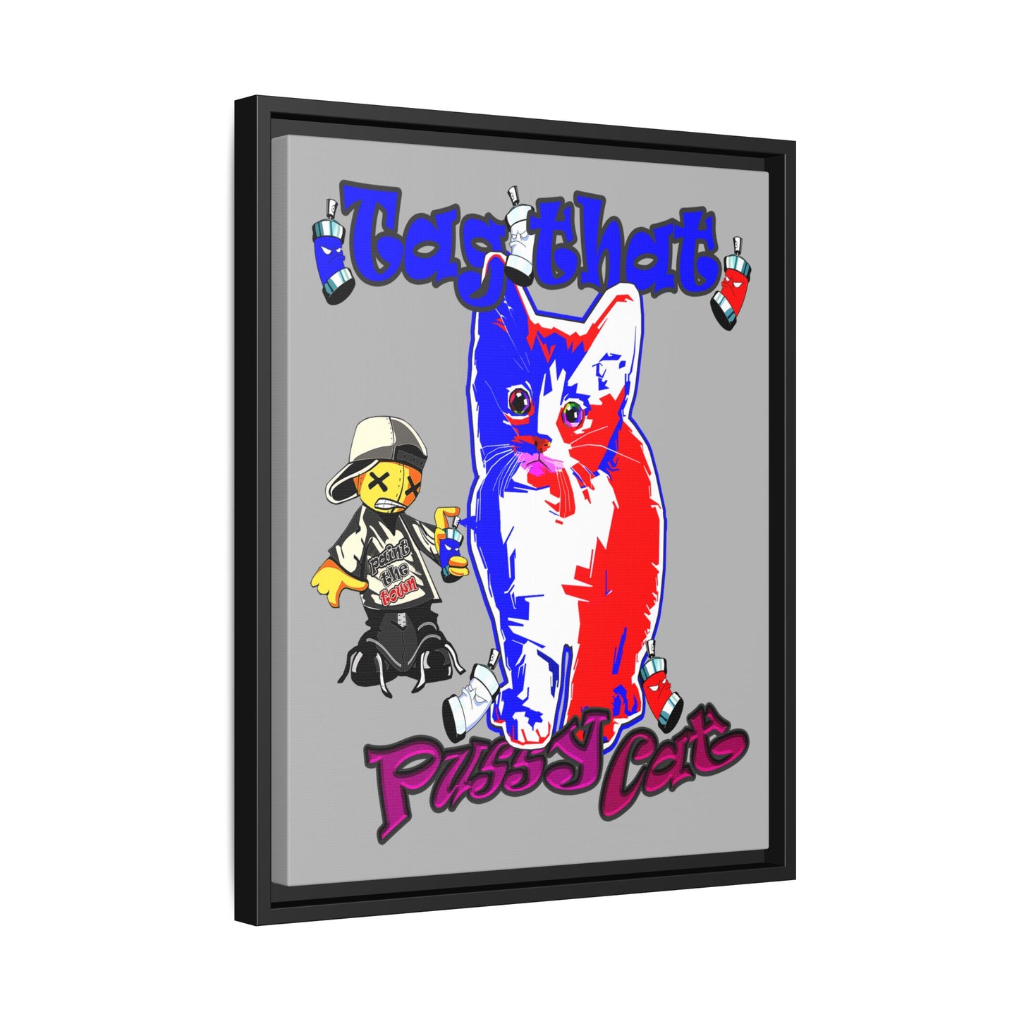 tag that - framed canvas art (light grey)