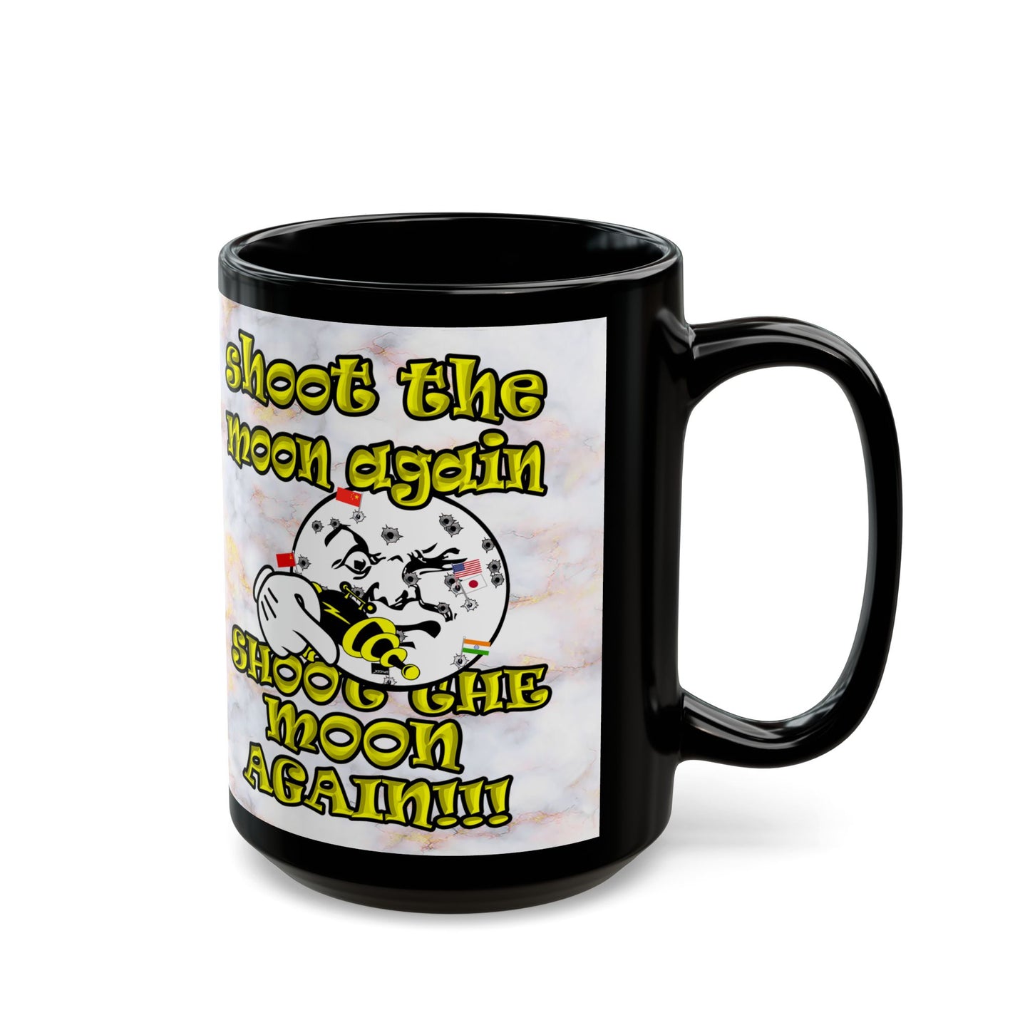 shoot the moon again - Black Mug (white marble)
