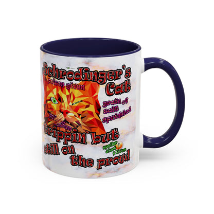 schrodinger's cat - Accent Mug (white marble)