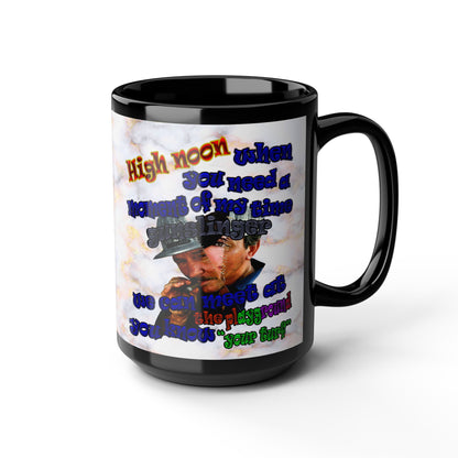 high noon - Black Mug (white marble)