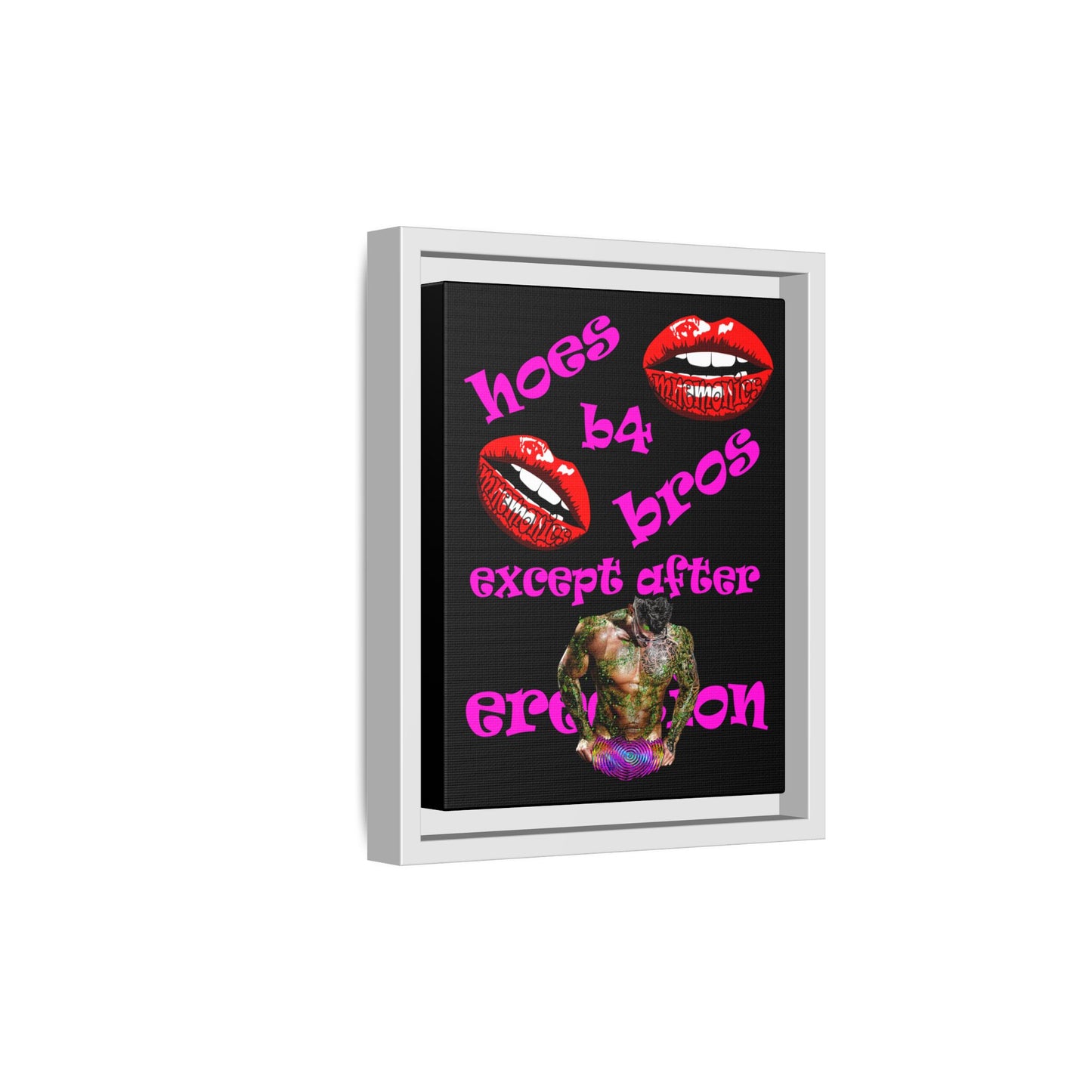 hoes b4 bros - framed canvas art (black)