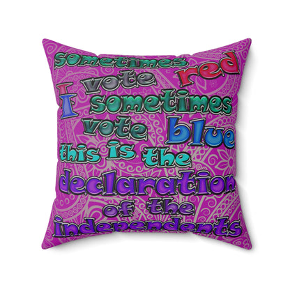 declaration of the independents - Spun Polyester Square Pillow - (pink swirl)