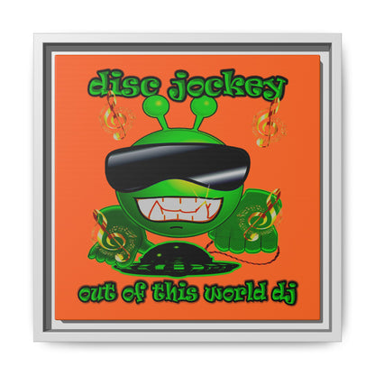 disc jockey - framed canvas art (orange)