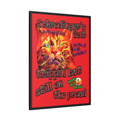 schrodinger's cat - framed canvas art (red)