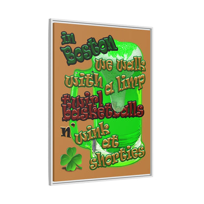 celtics logo - framed canvas art (light brown)