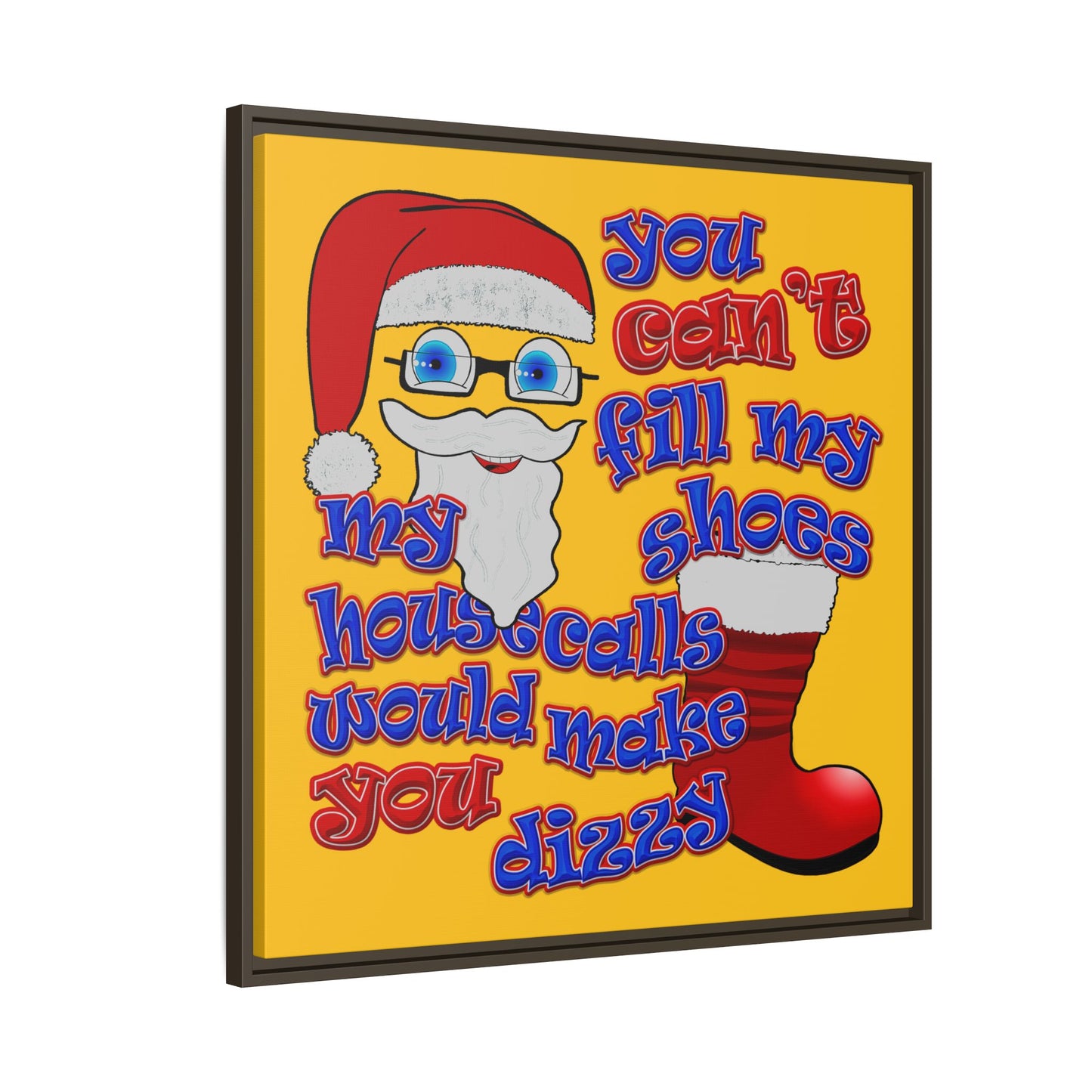 santa's shoes - framed canvas art (yellow)