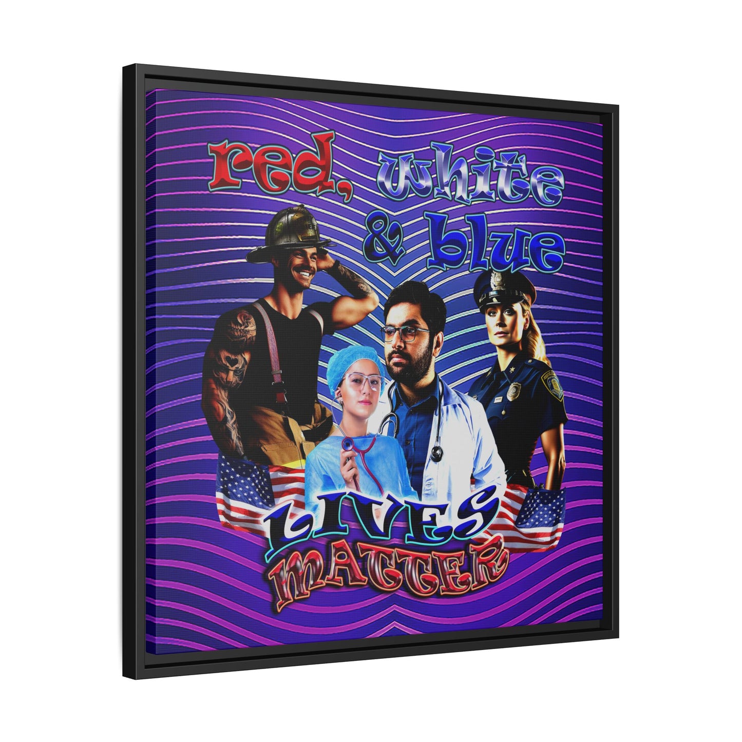 rw&b lives matter - framed canvas art (purple wave)
