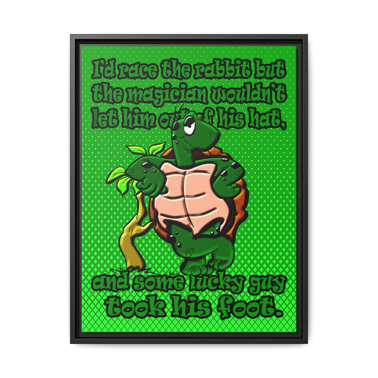 turtle race - framed canvas art (logo green)