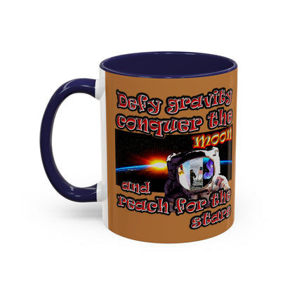 defy conquer reach - Accent Mug (light brown)
