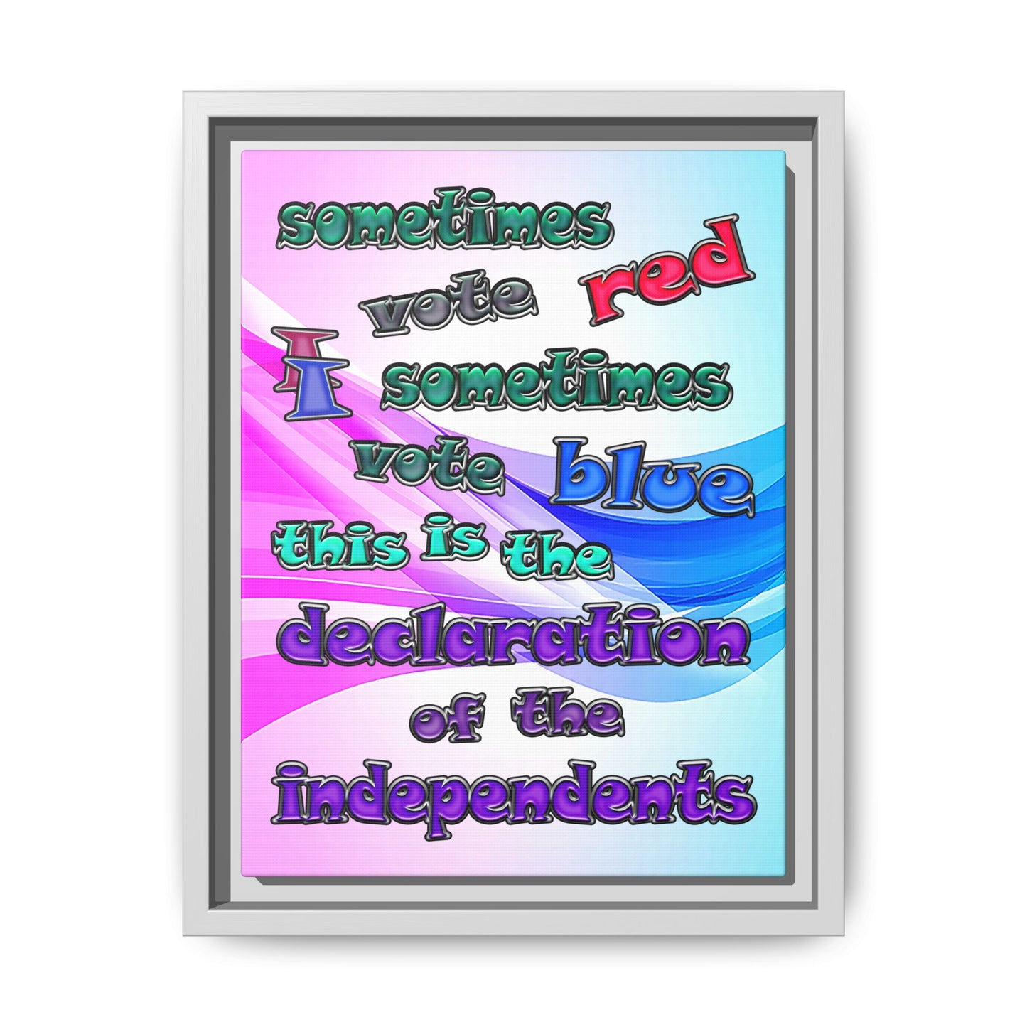 declaration of the independents - framed canvas art (light blue-pink wave)