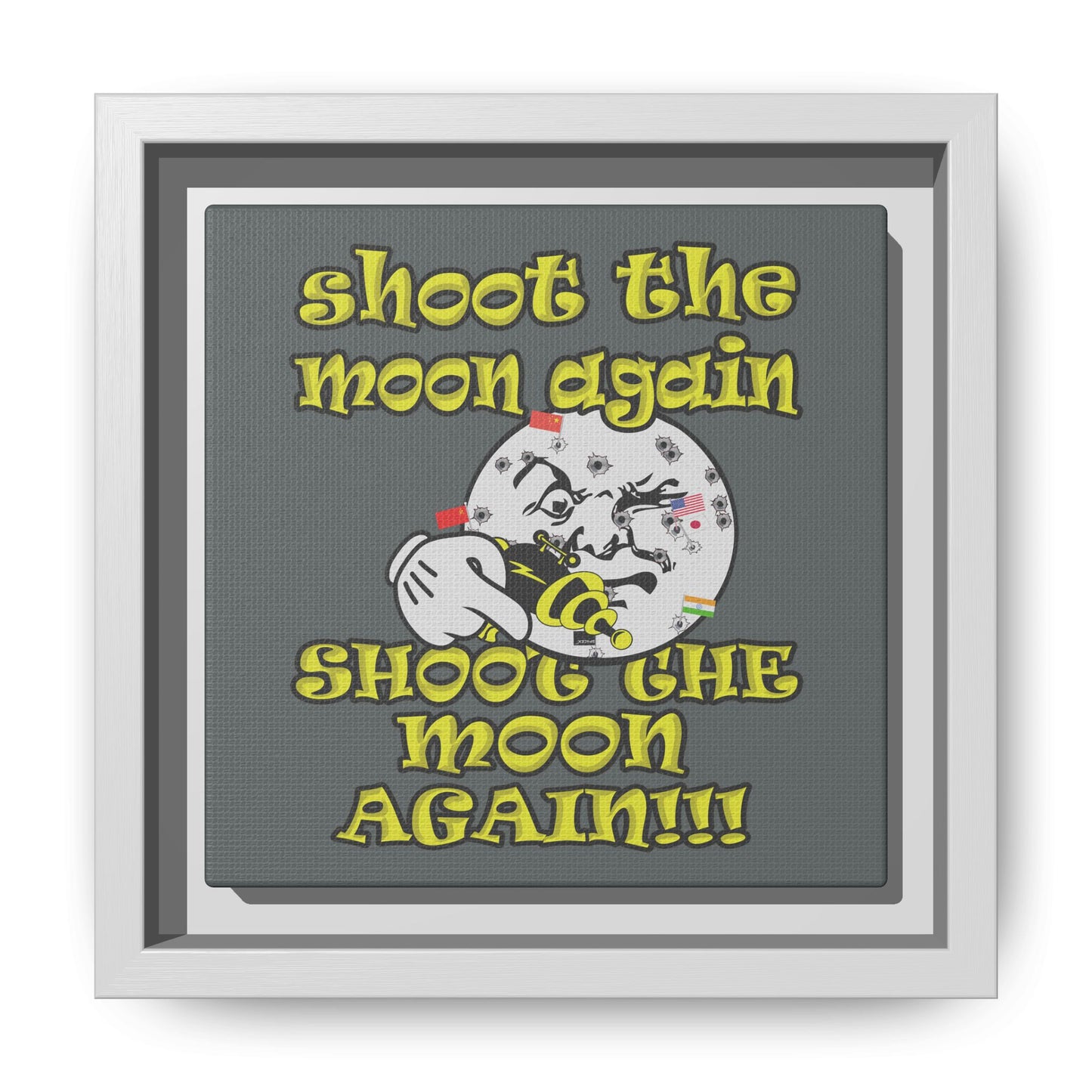 shoot the moon again - framed canvas art (dark grey)