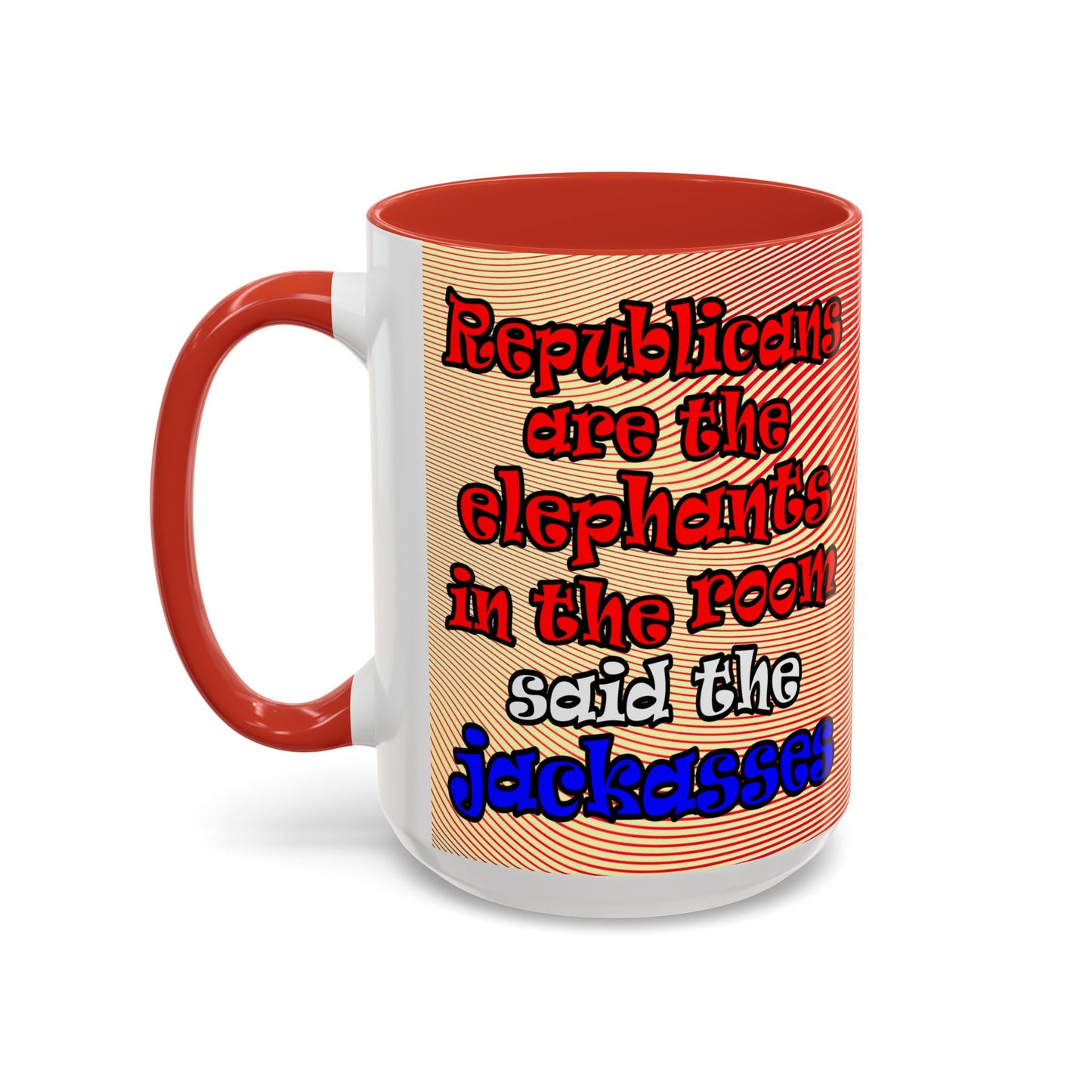 donkeys and elephants - Accent Mug (yellow-orange wave)