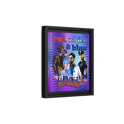 rw&b lives matter - framed canvas art (purple wave)