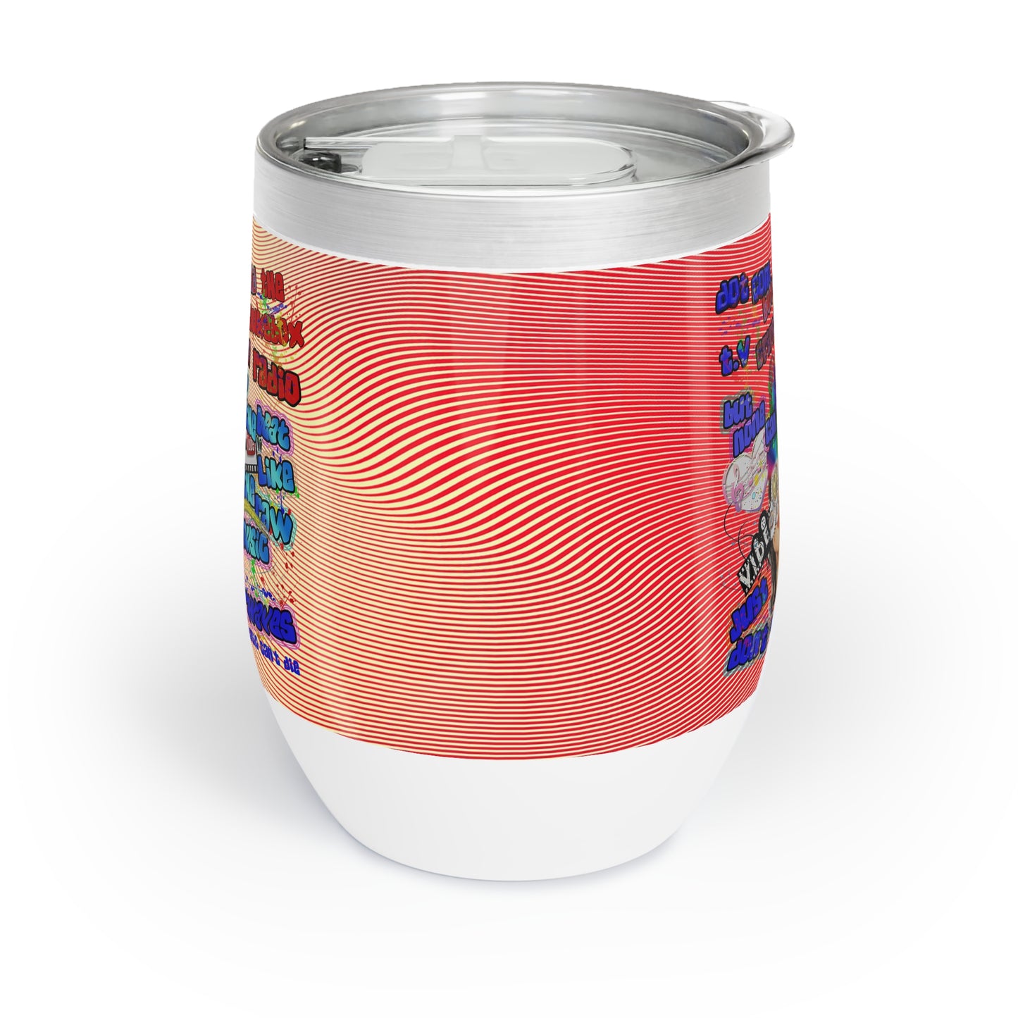 drop the beat - Chill Wine Tumbler  (yellow-orange wave)