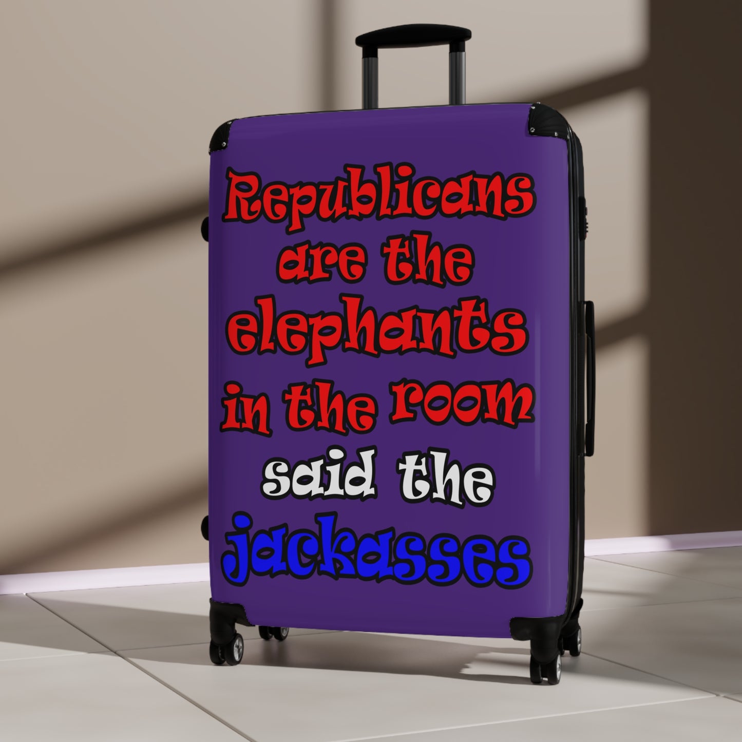 donkeys and elephants - Suitcase (purple)