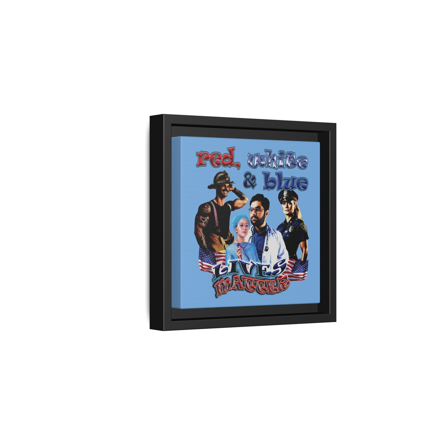 rw&b lives matter - framed canvas art (light blue)
