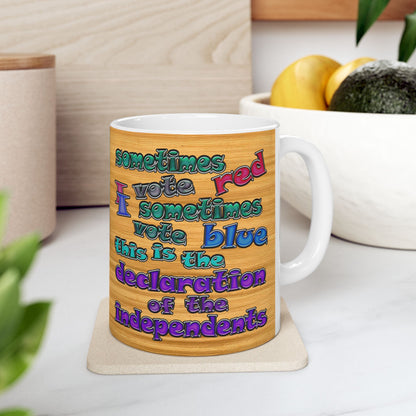 declaration of the independents - White Mug (butterscotch wood finish)