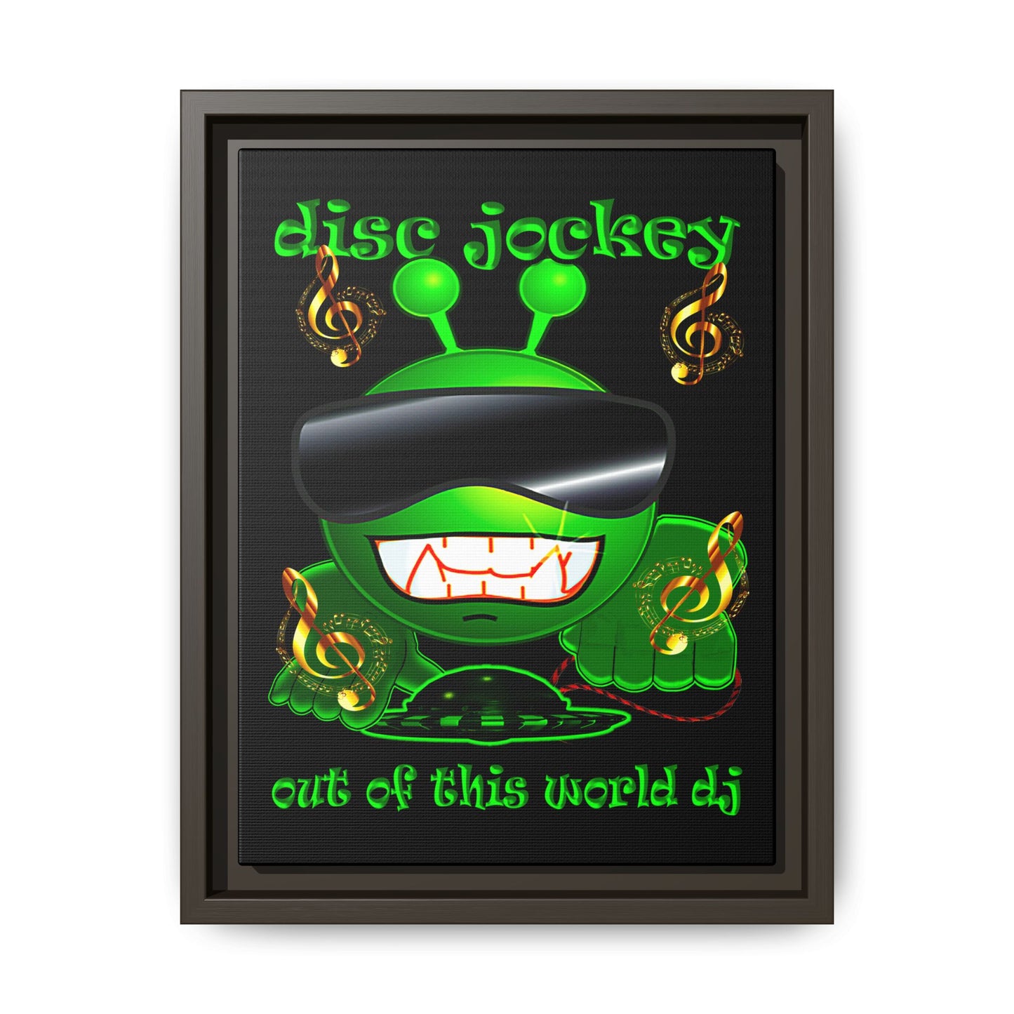 disc jockey - framed canvas art (black)