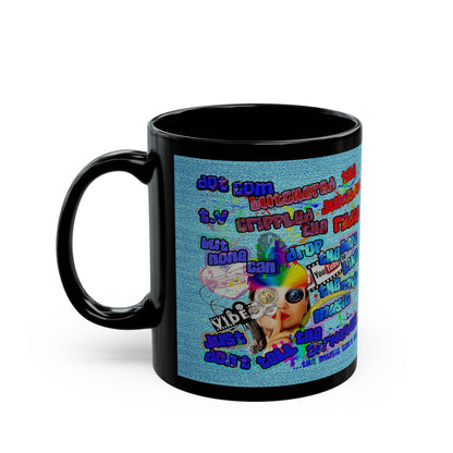 drop the beat - Black Mug (faded blue)