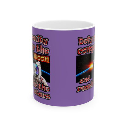 defy conquer reach - White Mug (light purple)