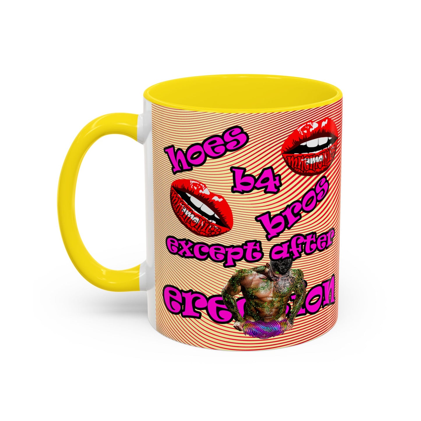 hoes b4 bros - Accent Mug (yellow-orange wave)