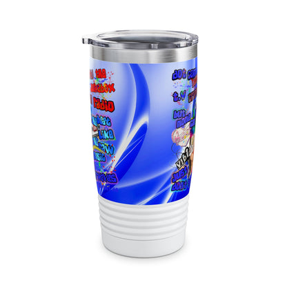 drop the beat - Ringneck Tumbler, 20oz  (blue-white wave)