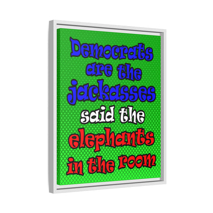 donkeys and elephants - framed canvas art (logo green)