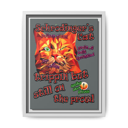 schrodinger's cat - framed canvas art (dark grey)