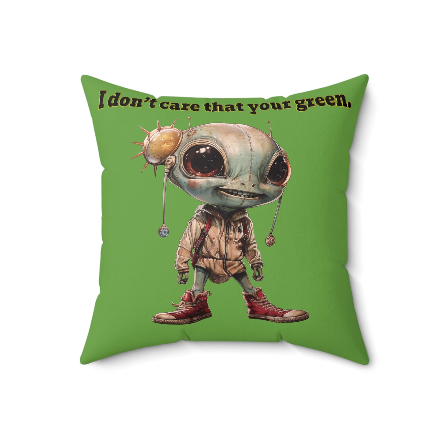 I don't care that your grey - Faux Suede Square Pillow - (green)
