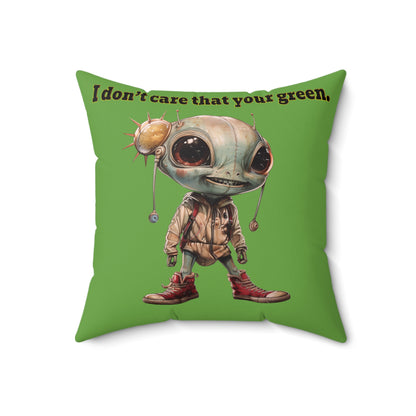 I don't care that your grey - Faux Suede Square Pillow - (green)