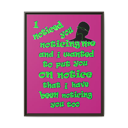 noticed you noticing - framed canvas art (pink)