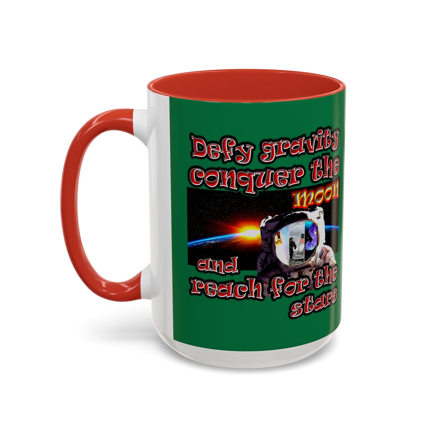 defy conquer reach - Accent Mug (dark green)