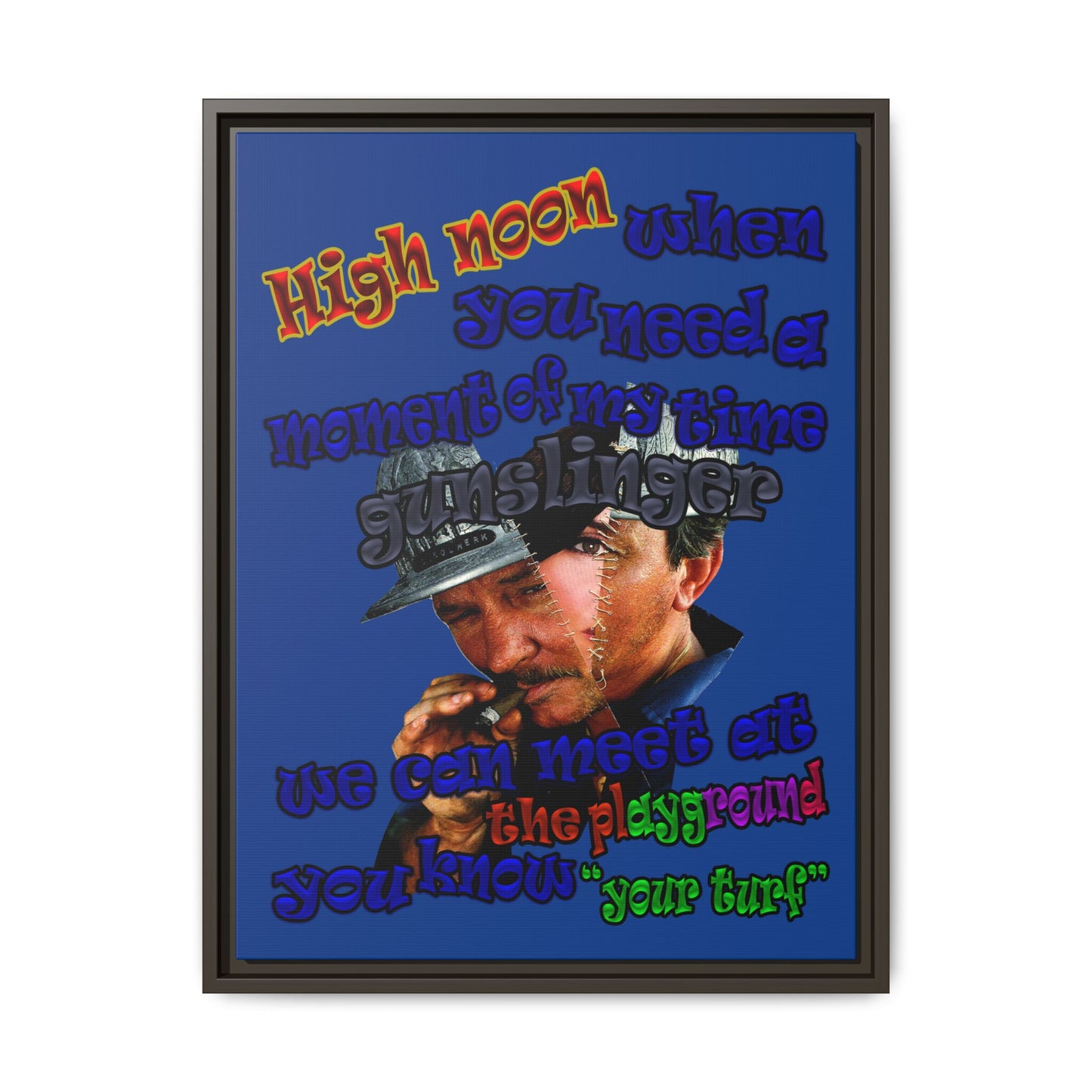 high noon - framed canvas art (dark blue)
