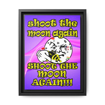 shoot the moon again - framed canvas art (purple-pink wave)