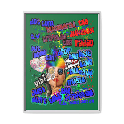 drop the beat - framed canvas art (dark green)