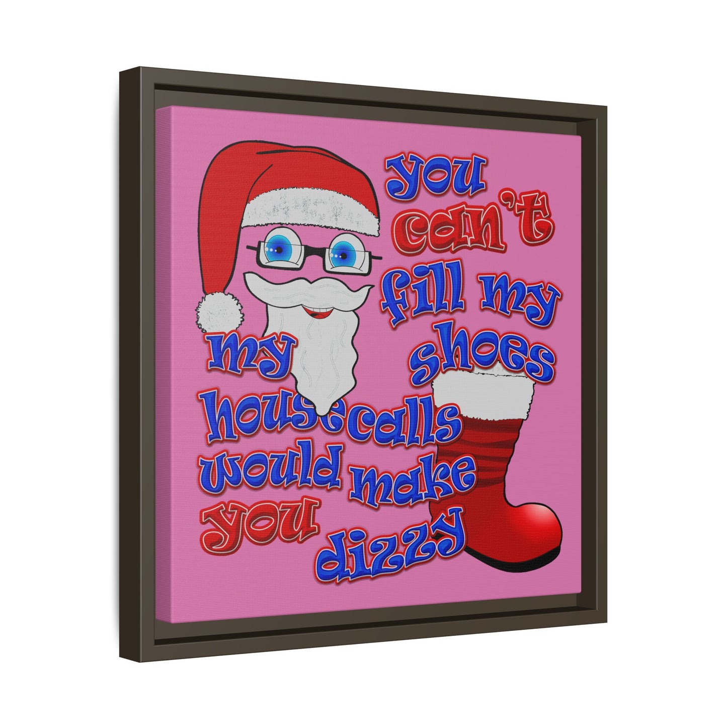 santa's shoes - framed canvas art (light pink)