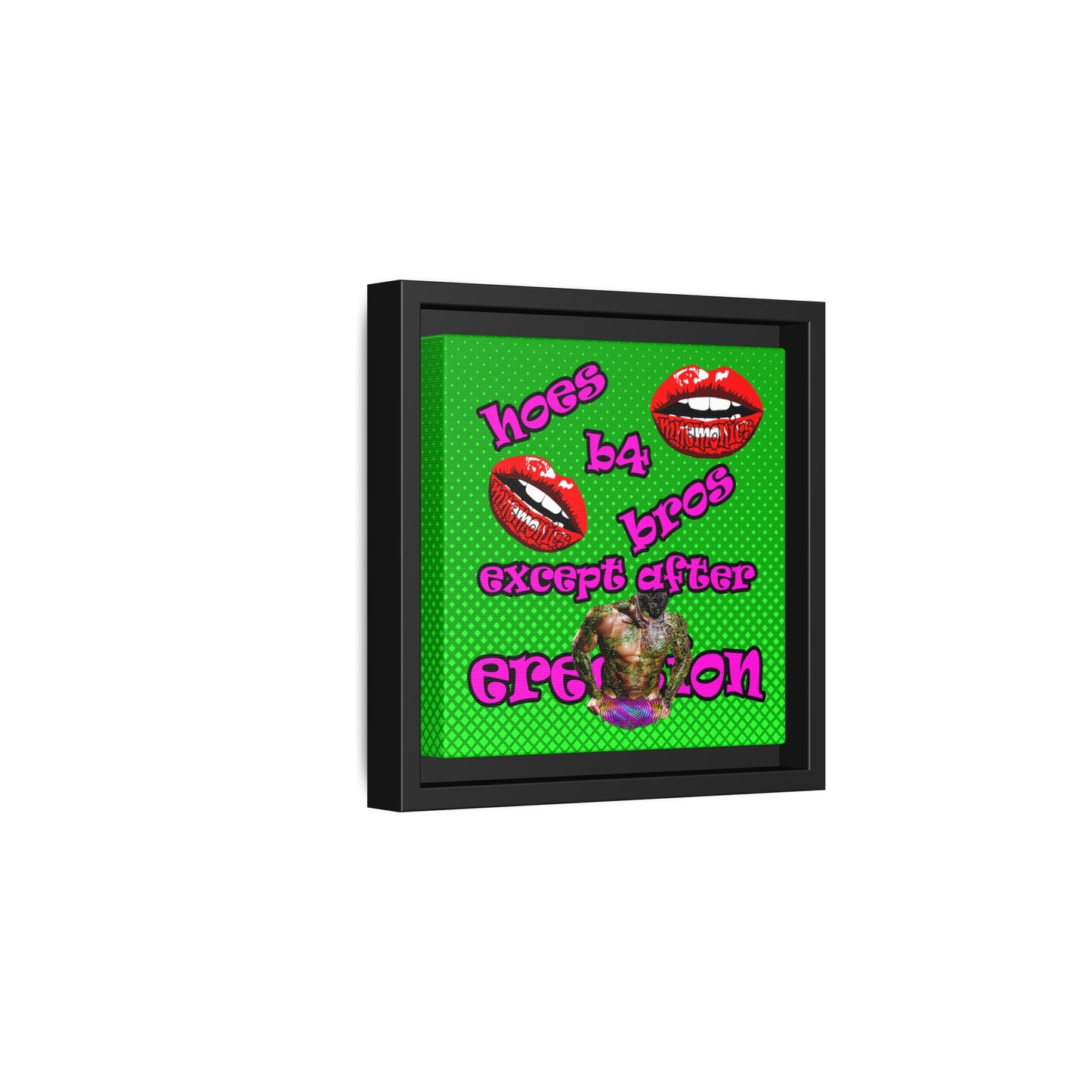 hoes b4 bros - framed canvas art (logo green)