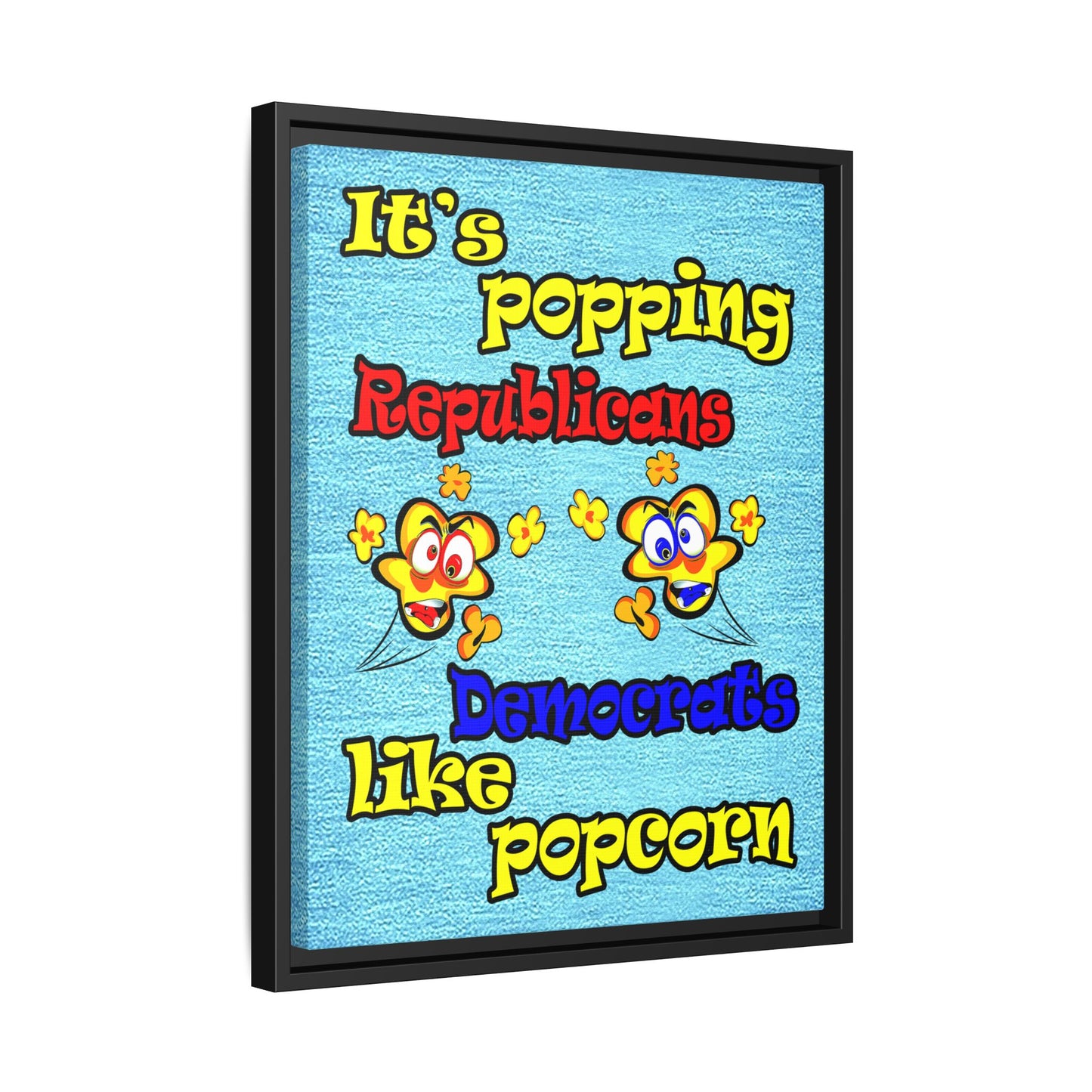 popping like popcorn - framed canvas art (faded dark blue)