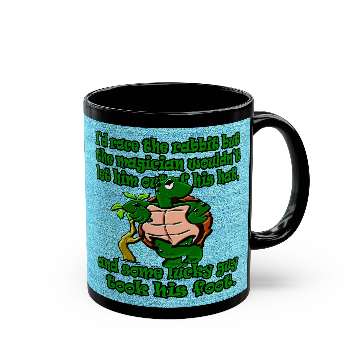 turtle race - Black Mug (faded dark blue)