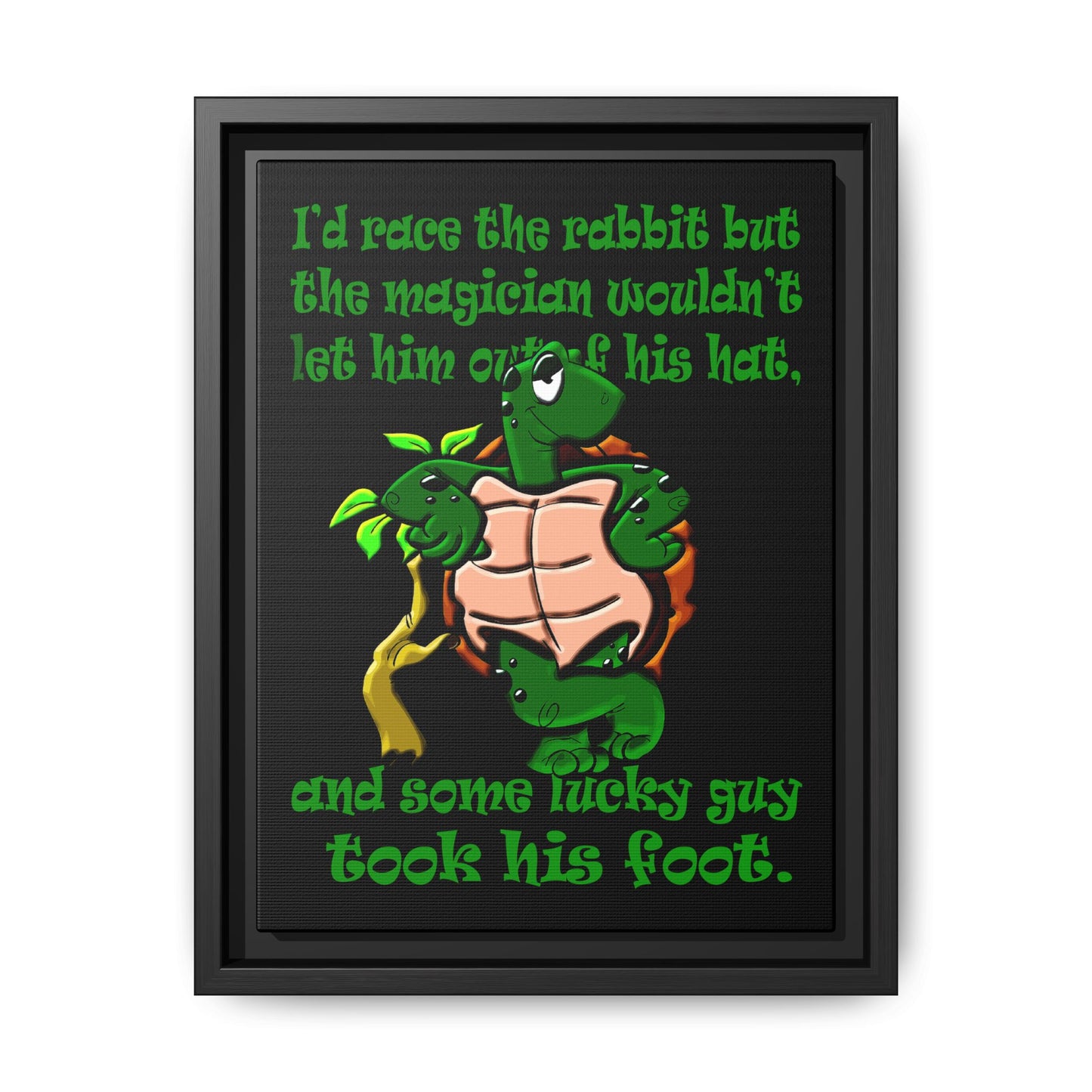 turtle race - framed canvas art (black)