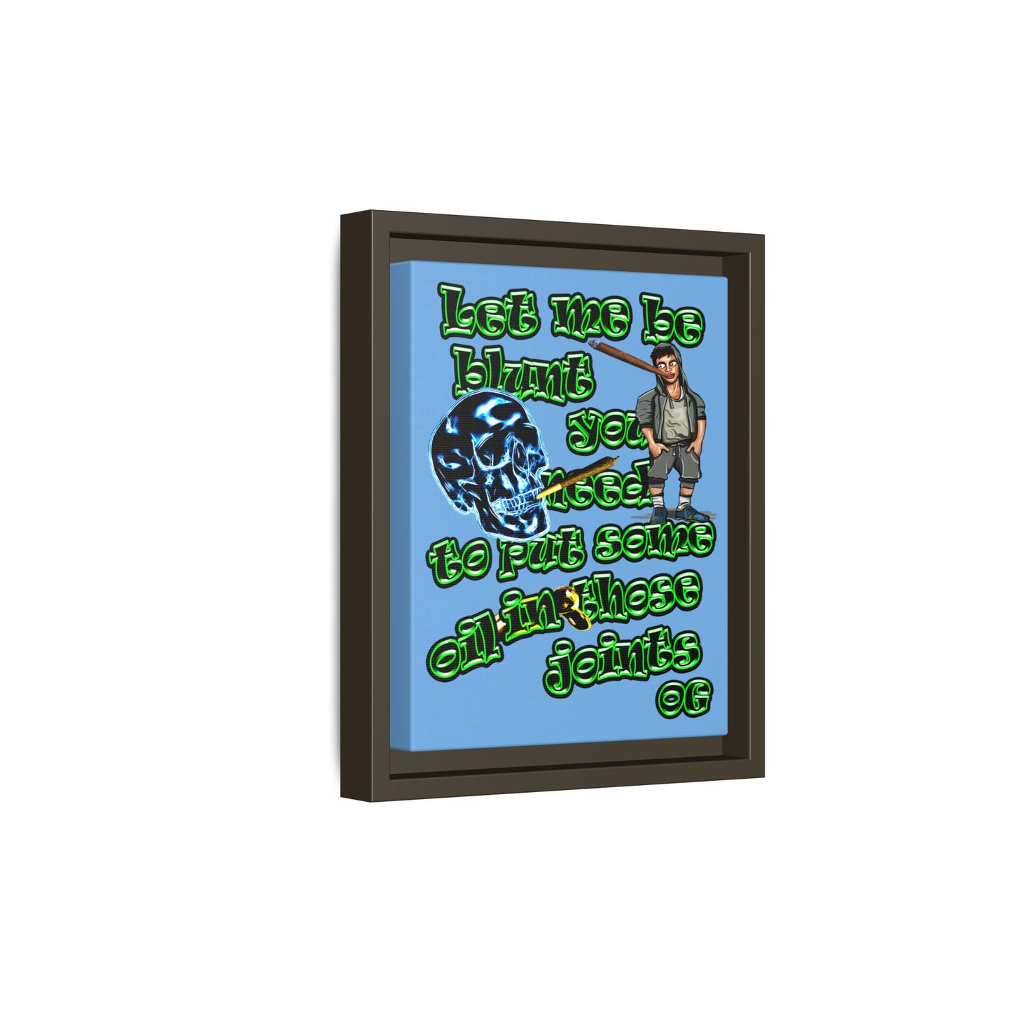 og - framed canvas art (light blue)