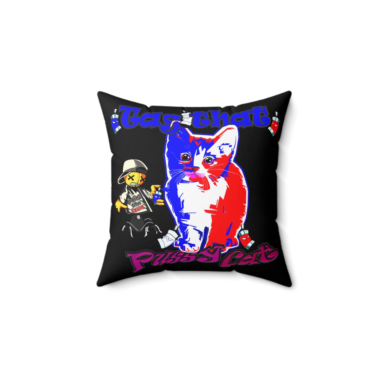 tag that - Spun Polyester Square Pillow - (black)