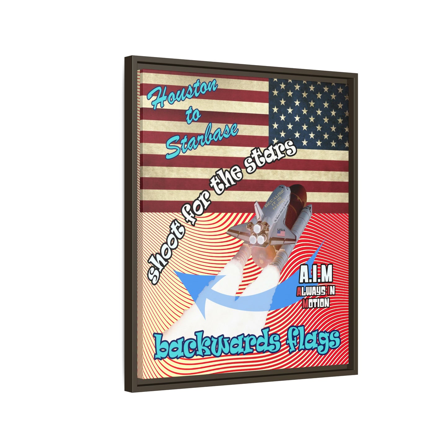 shoot for the stars - framed canvas art (yellow-orange wave)