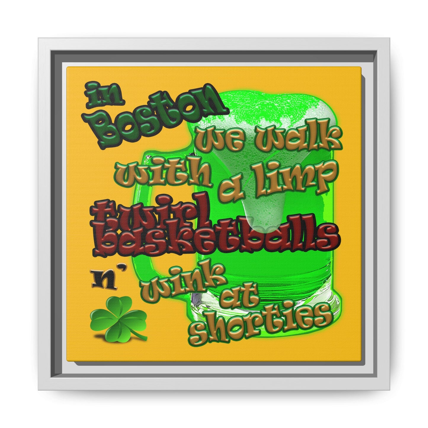 celtics logo - framed canvas art (yellow)
