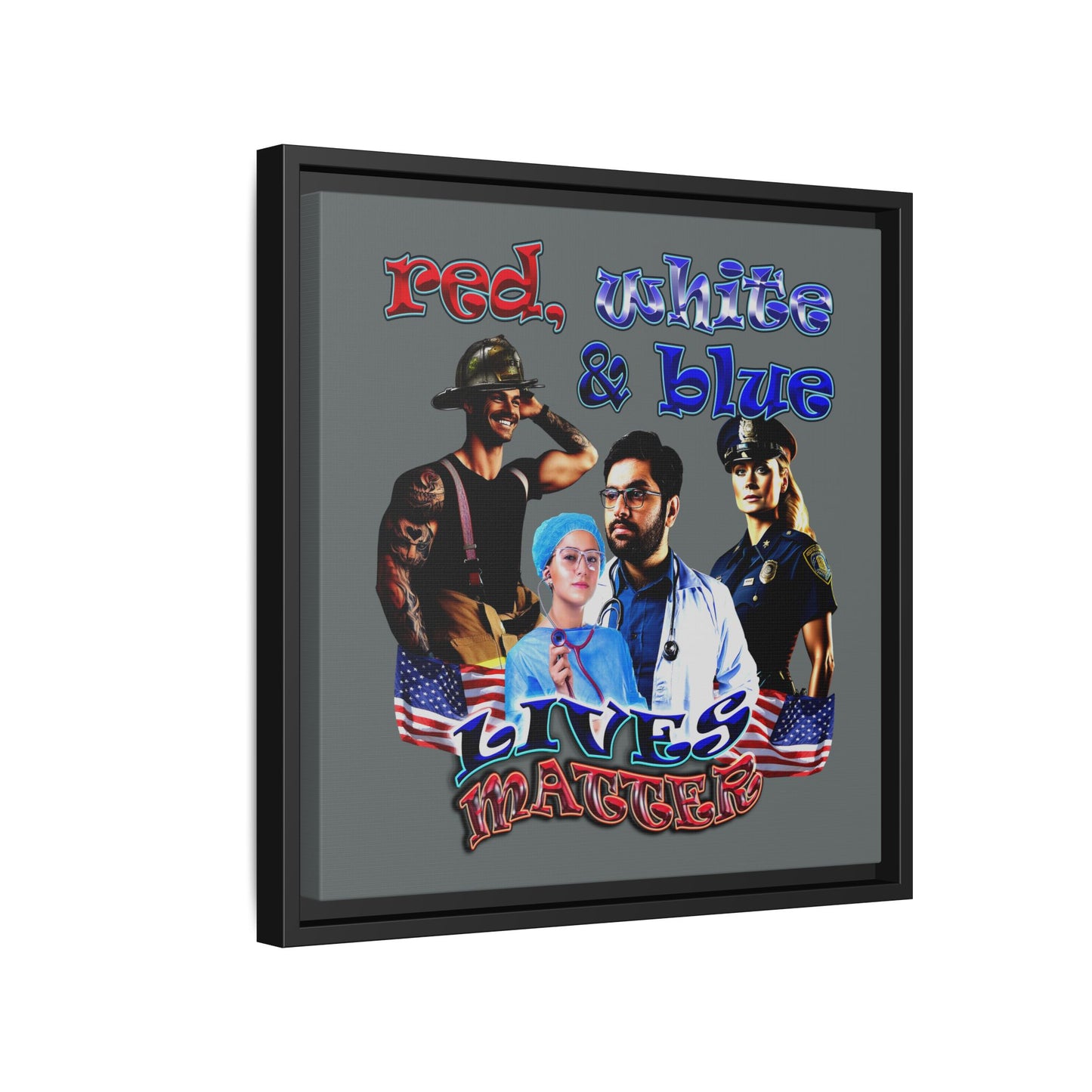 rw&b lives matter - framed canvas art (dark grey)