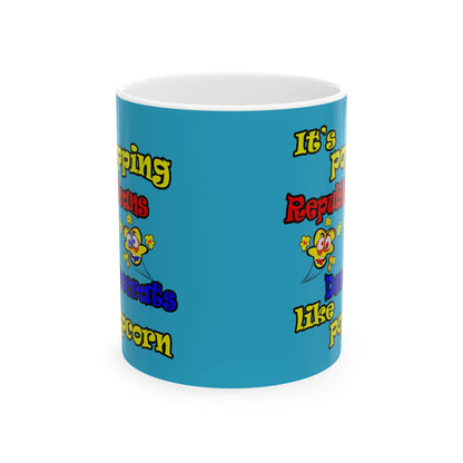 popping like popcorn - White Mug (turquoise)